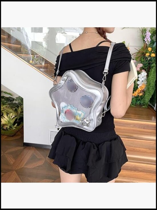 Star Crossbody Backpack Purse Ita Bag for Pin Display Aesthetic